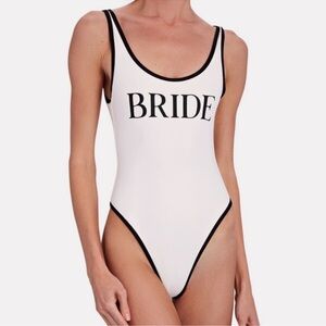 WeWoreWhat Bride Swimsuit with Black Trim NWT XL‎